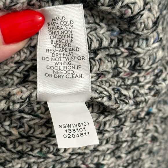 J.Jill Long Sweater Cardigan Black Grey White Speckled Zip Up Sweater Size Small - Picture 8 of 8